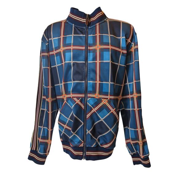 Stacy Adams Jacket Men XXL Blue Plaid Lightweight Track Full Zip Streetwear Bold - Picture 6 of 16